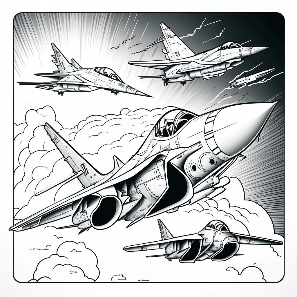 Coloring pages for kids fighter jets