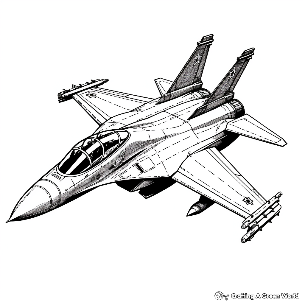 Realistic fighter jet coloring pages