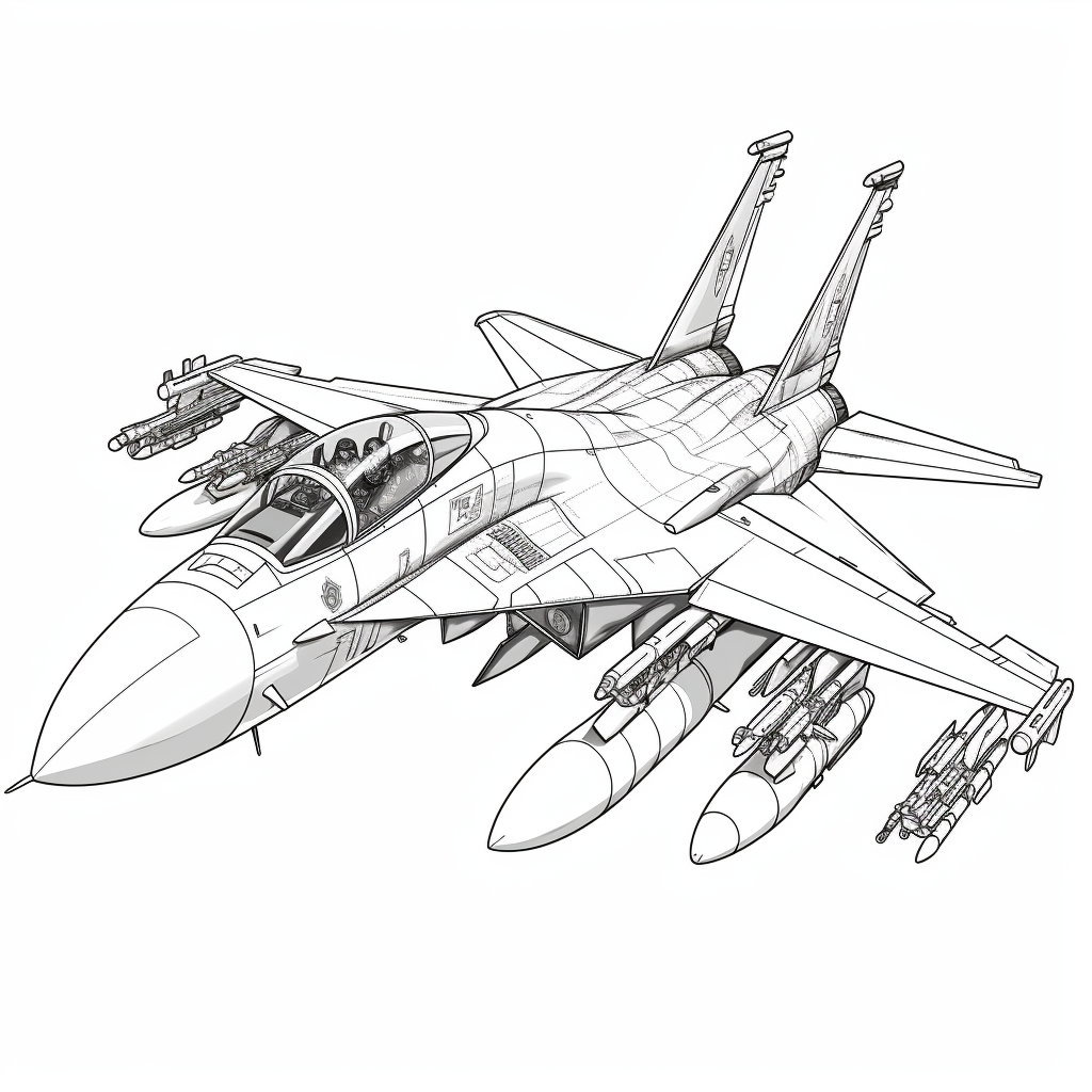 Realistic fighter jet coloring pages