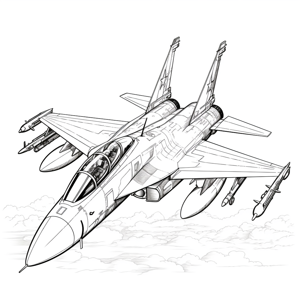 Realistic fighter jet coloring pages