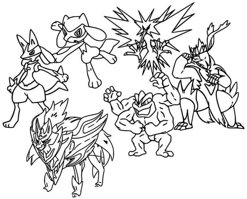 Coloring page popular pokãmon fighting