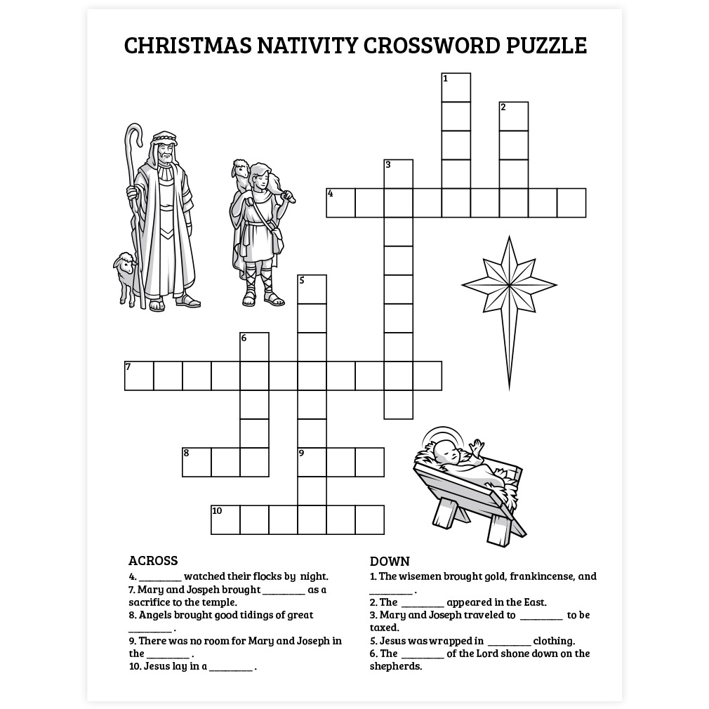 Christmas nativity crossword puzzle