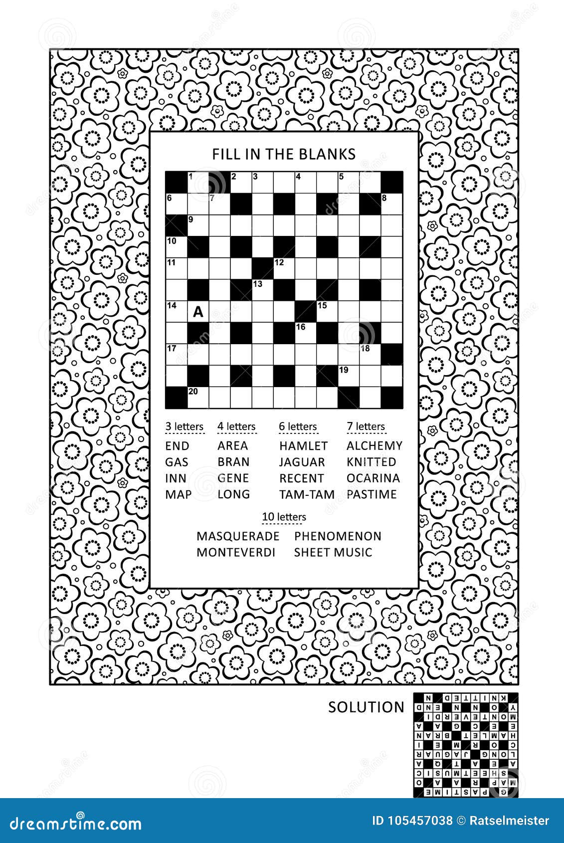 Puzzle and coloring activity page for adults stock vector