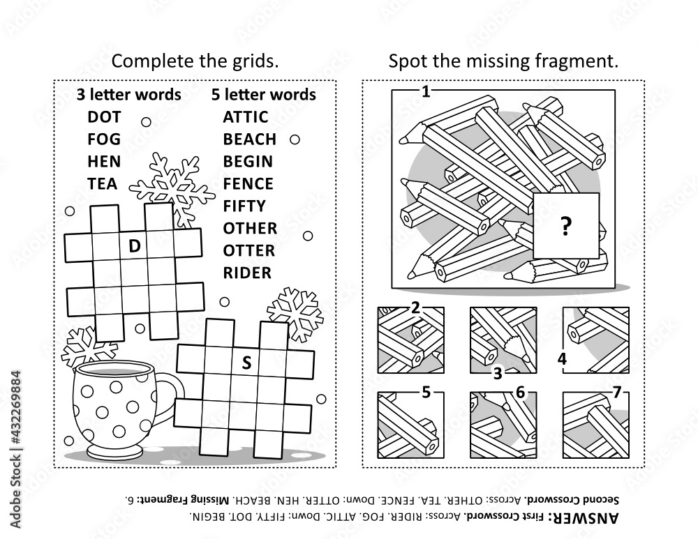 Activity page with two puzzles fill