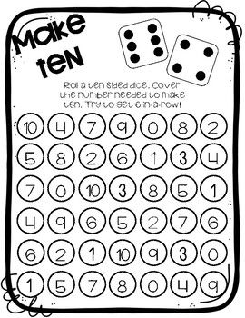 Make ten roll cover learning math math lessons math intervention