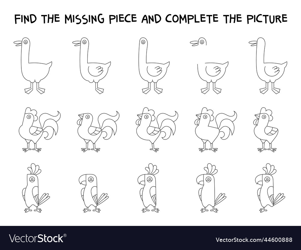 Find the missing piece and plete picture vector image