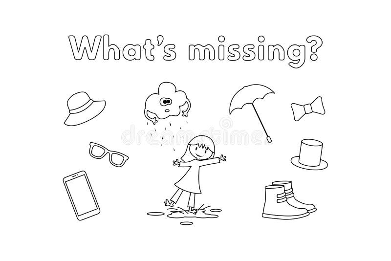 What s missing coloring book game for kids stock vector