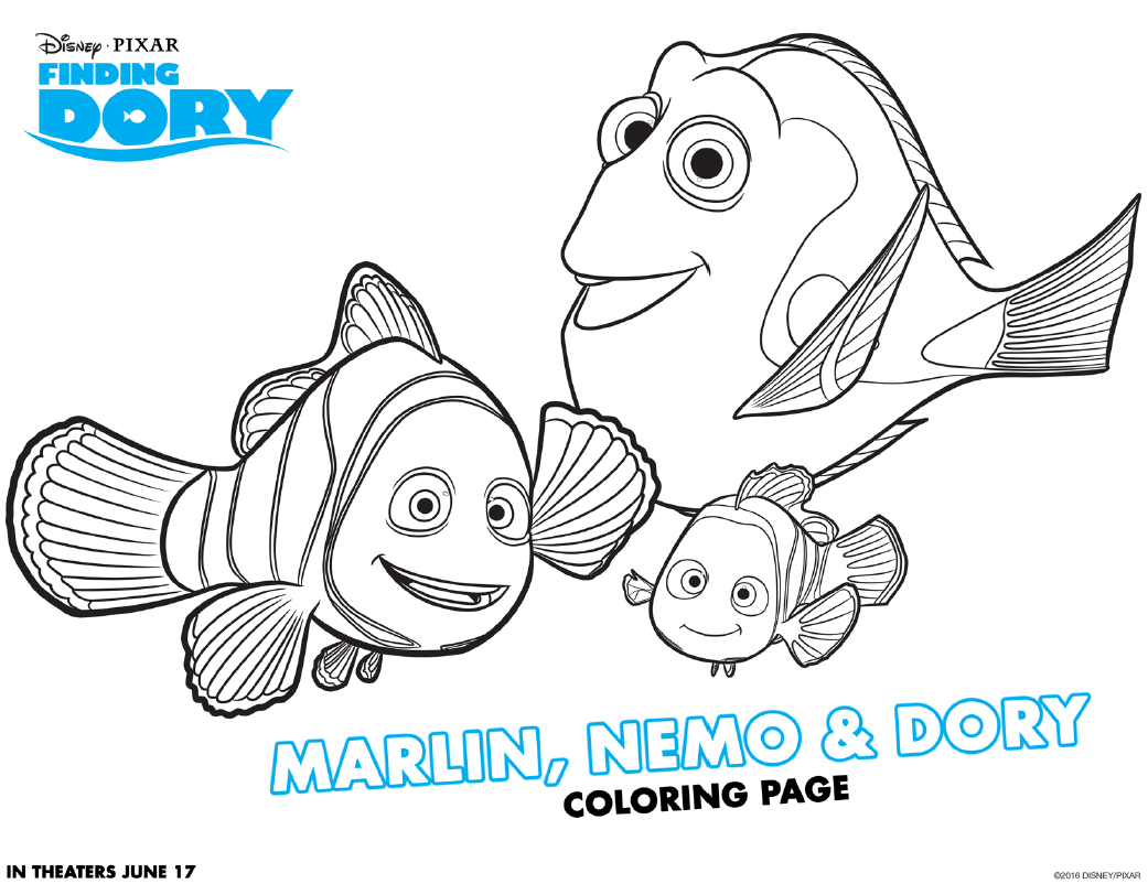 Free downloadable finding dory coloring activity sheets