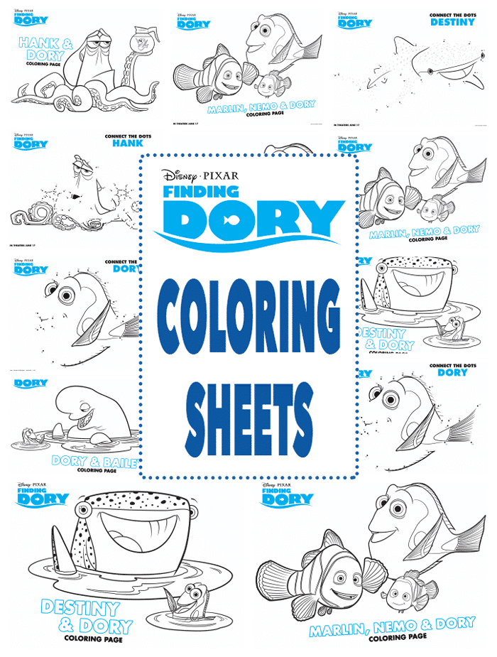 Finding dory party coloring sheets