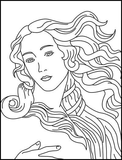 Fine art coloring pages famous art coloring line art drawings coloring pages