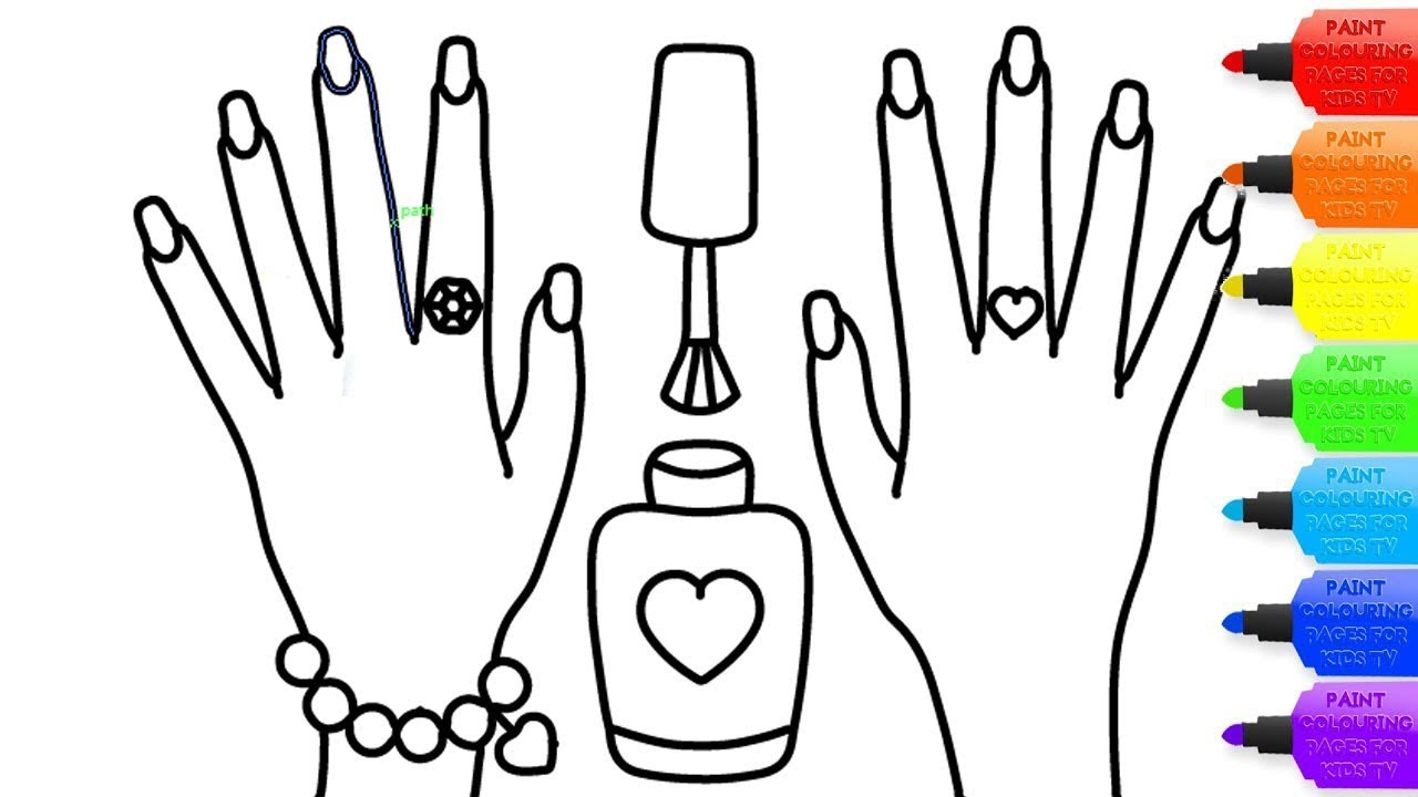 How to draw nail polish coloring page for kids i learn coloring book with nail polish