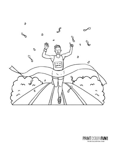 Runner finish line coloring pages at