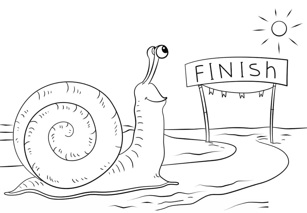 Snail and finish line coloring page