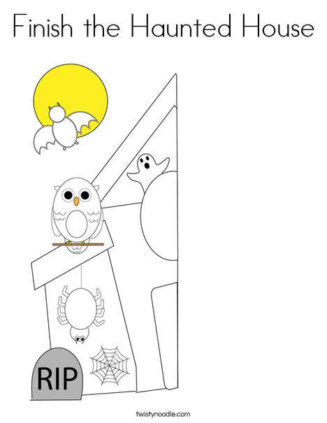 Finish the haunted house coloring page