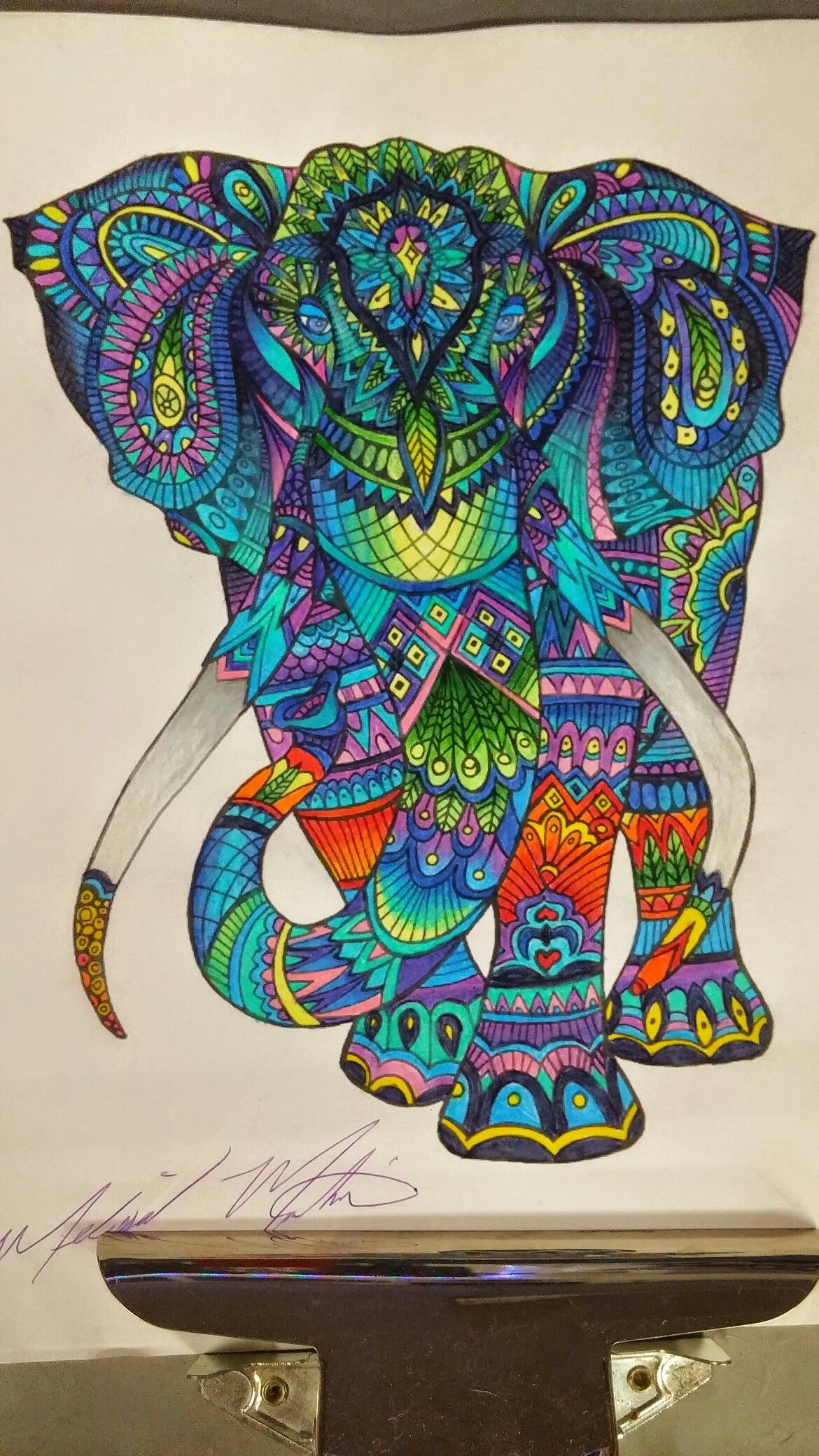 Adult coloring colorful colored pencils prisma pleted finished elephant beaâ elephant coloring page adult coloring inspiration adult coloring animals