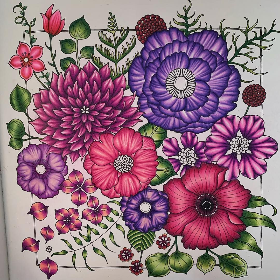 Pretty creative on instagram finally finished the leaves as much as i love colouring in flowers i am not a huge fan of leaves but they often e as a bo â