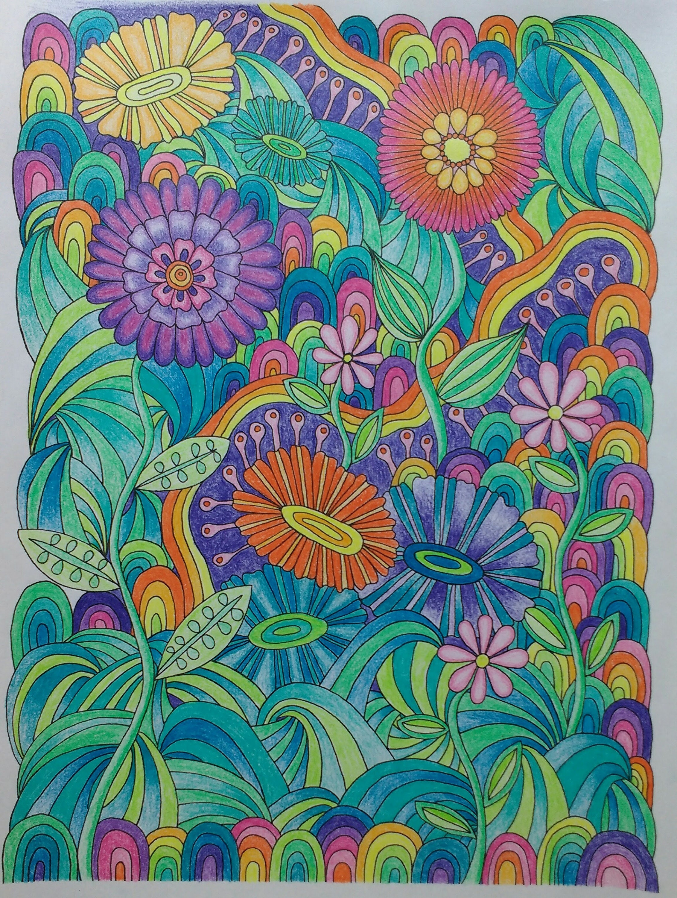 S floral coloring page flowers daisies psychedelic for adult s flower power groovy retro hippie rainbow printable pdf activity