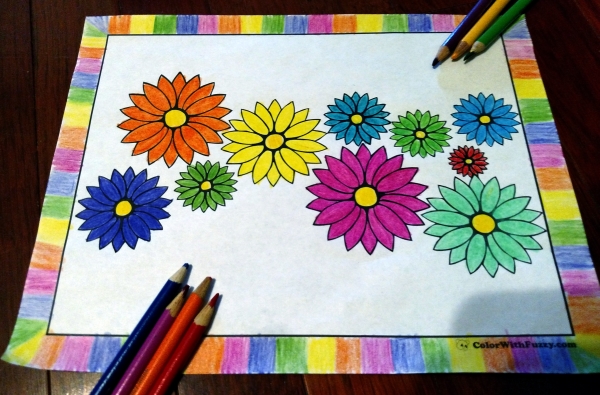 Flower coloring pages â tulips roses lilies daisies bouquets