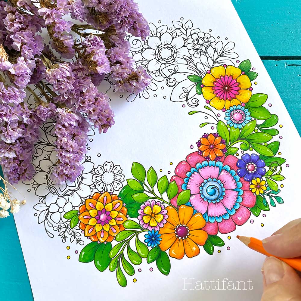 Coloring pages flower tangles