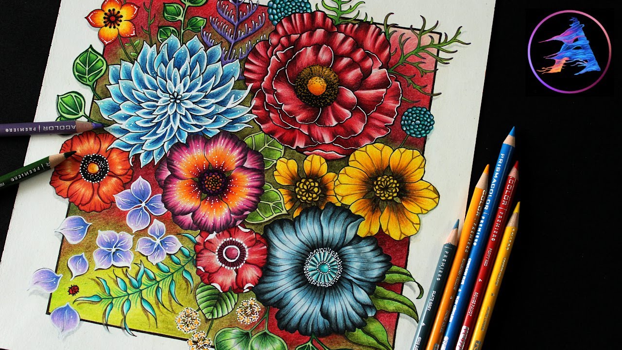 Speed coloring autumn world of flowers adult coloring book johanna basford prismacolor pencils