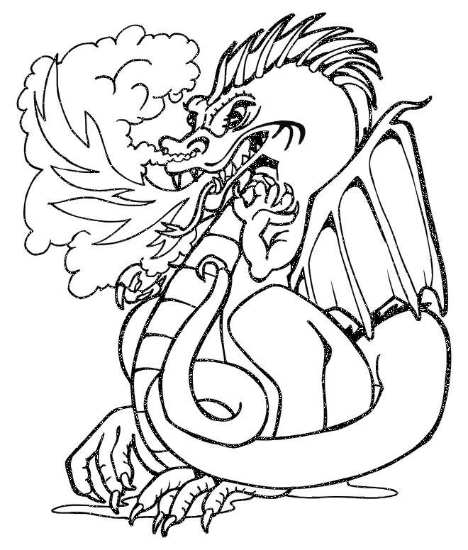 Dragon coloring page fierce fire breathing dragon