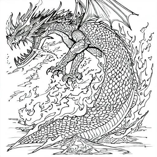 Chinese dragon stencil drawing monochrome