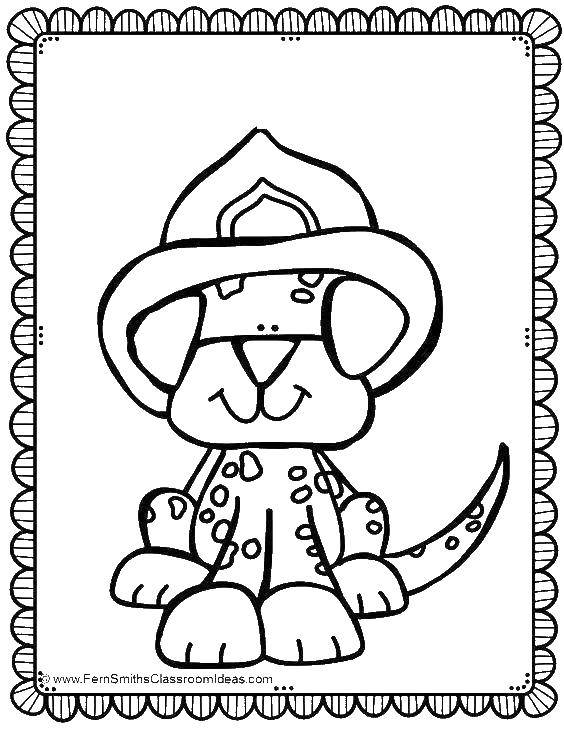 Online coloring pages dog coloring dog fireman fire