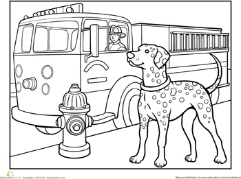 Dalmatian worksheet education dalmatian lab puppies firetruck coloring page