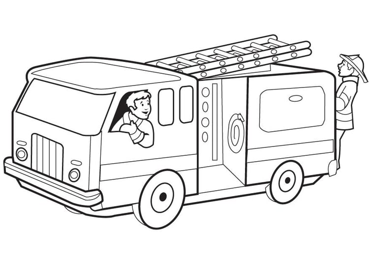 Coloring page fire engine