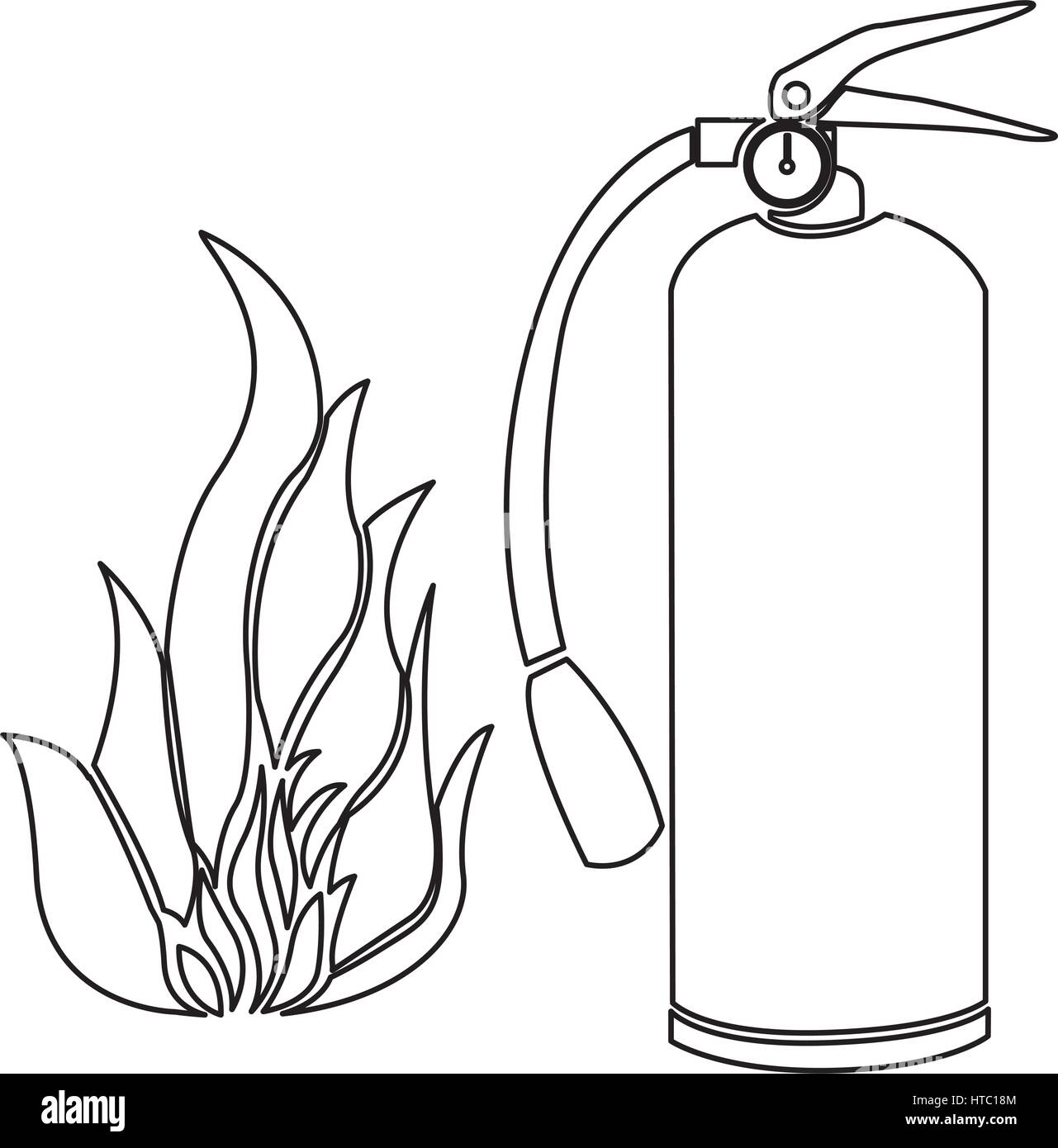 Contour fire flame and extinguisher icon stock vector image art