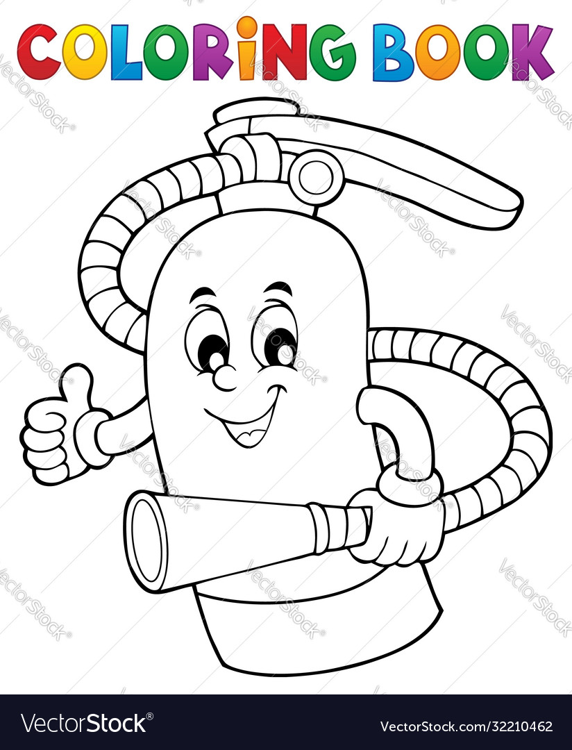 Coloring book fire extinguisher topic royalty free vector