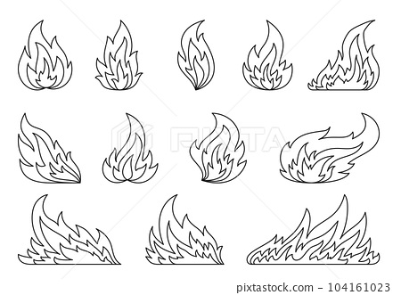 Fireball flame hot fire linear signs campfire