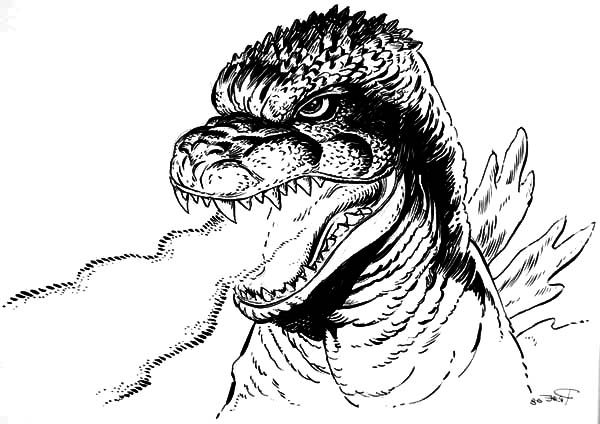 Godzilla dangerous fire breath coloring pages color luna