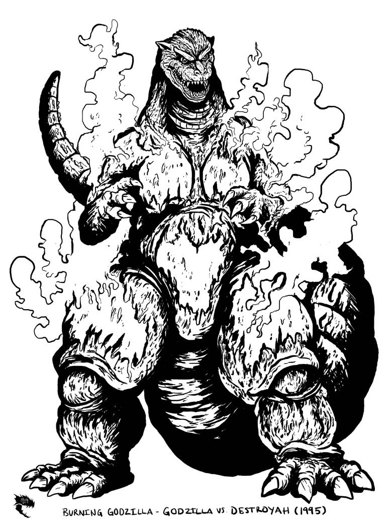 Burning godzilla by wretchedspawn on