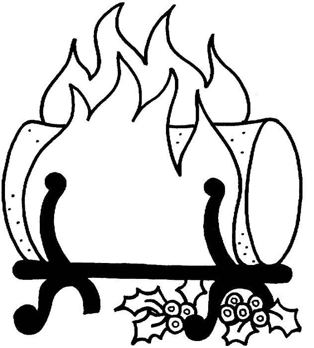 Online coloring pages coloring page a burning log fire download print coloring page