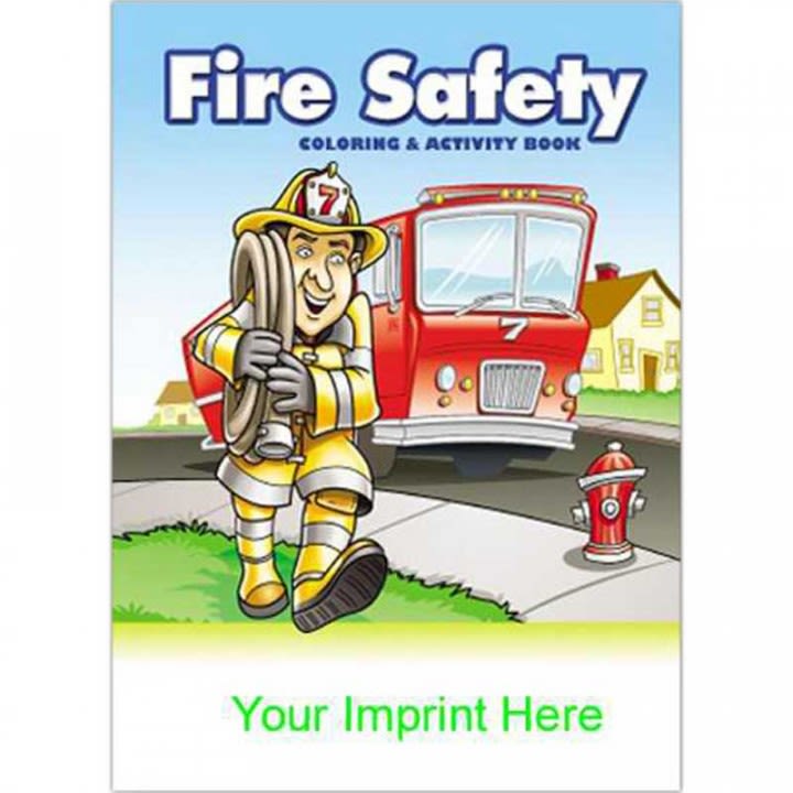 Imprinted fire safety coloring book promotional coloring books