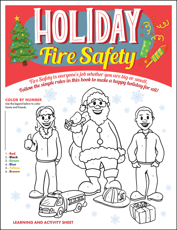 Holiday safety coloring activity sheets â kids fire prevention