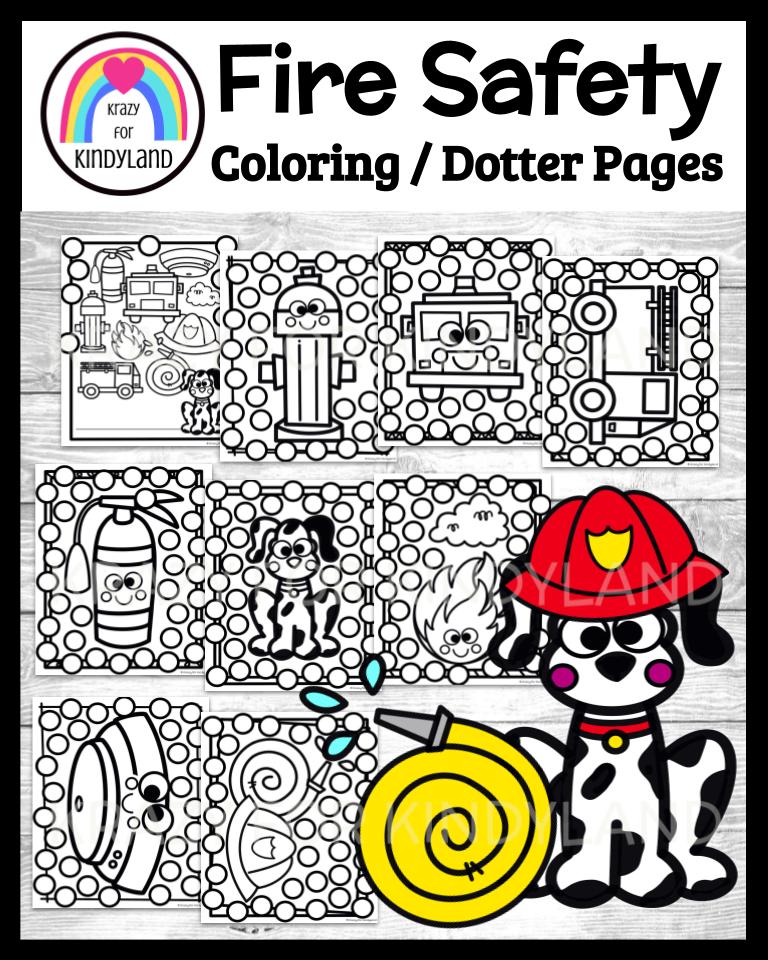 Fire safety coloring dauber page booklet alarm smoke dalmatian truck