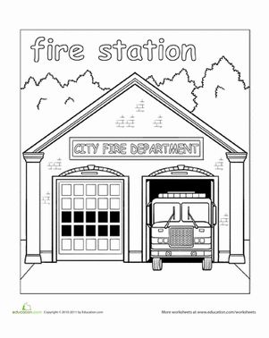 Paint the town fire station worksheet education fire station coloring pages for kids fire safety free