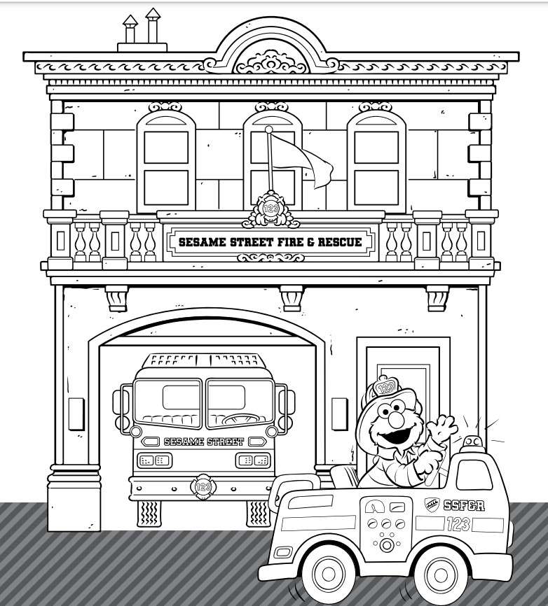 Sesame street fire safety station free coloring sheets for children