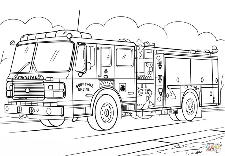 Awesome image of fire truck coloring page