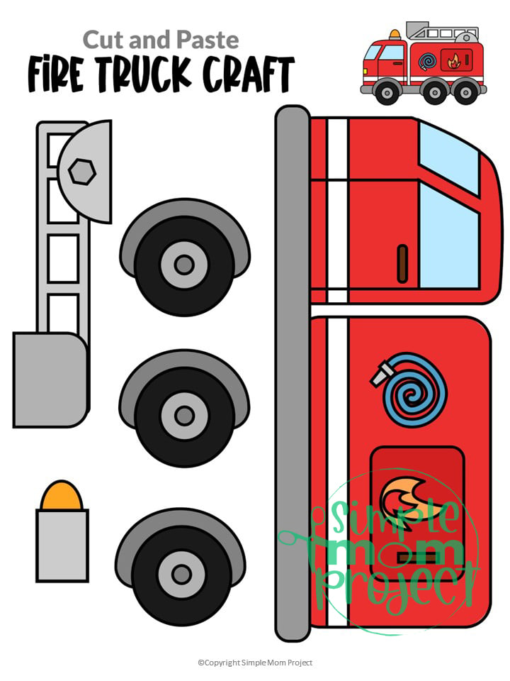 Fire truck cut and paste craft