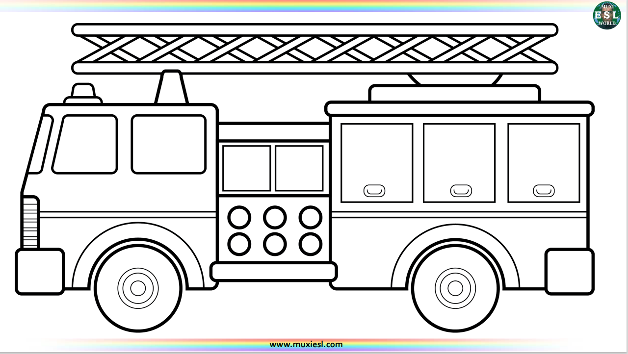 Firetruck coloring â muxi esl world