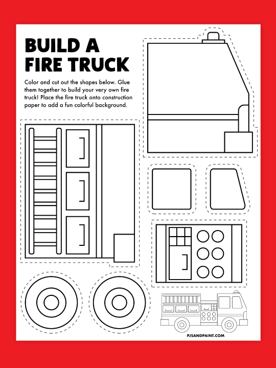 Free printable build a fire truck craft