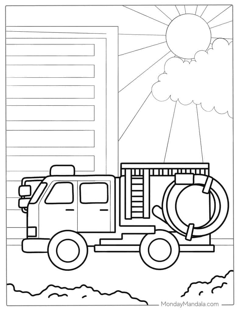 Fire truck coloring pages free pdf printables