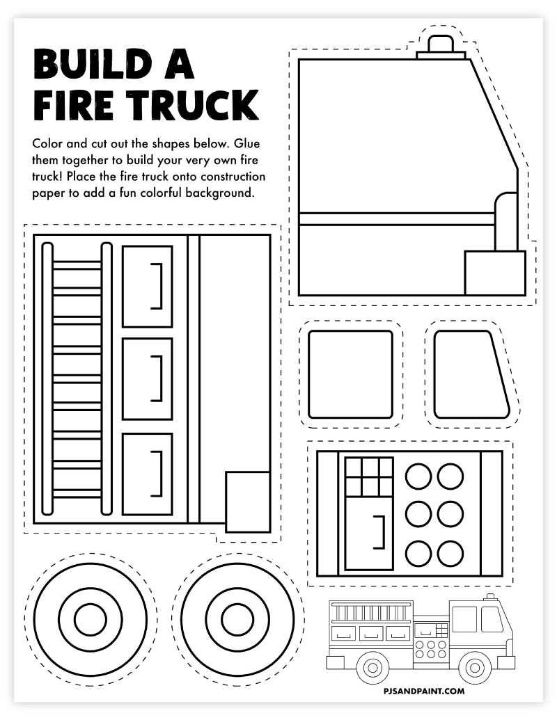 Free printable build a fire truck craft