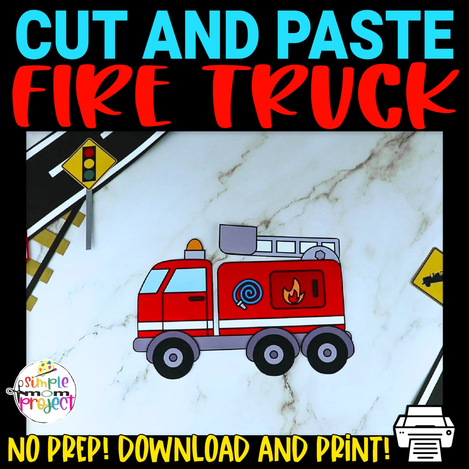 Fire truck cut and paste craft