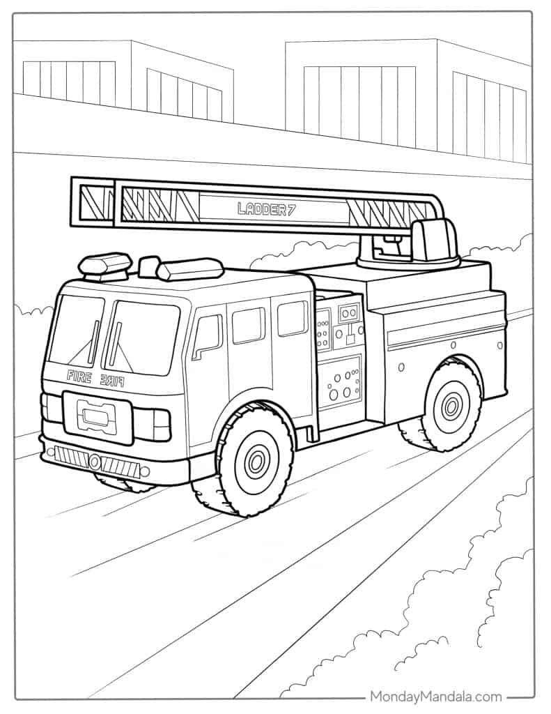 Fire truck coloring pages free pdf printables