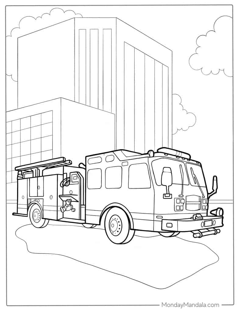 Fire truck coloring pages free pdf printables