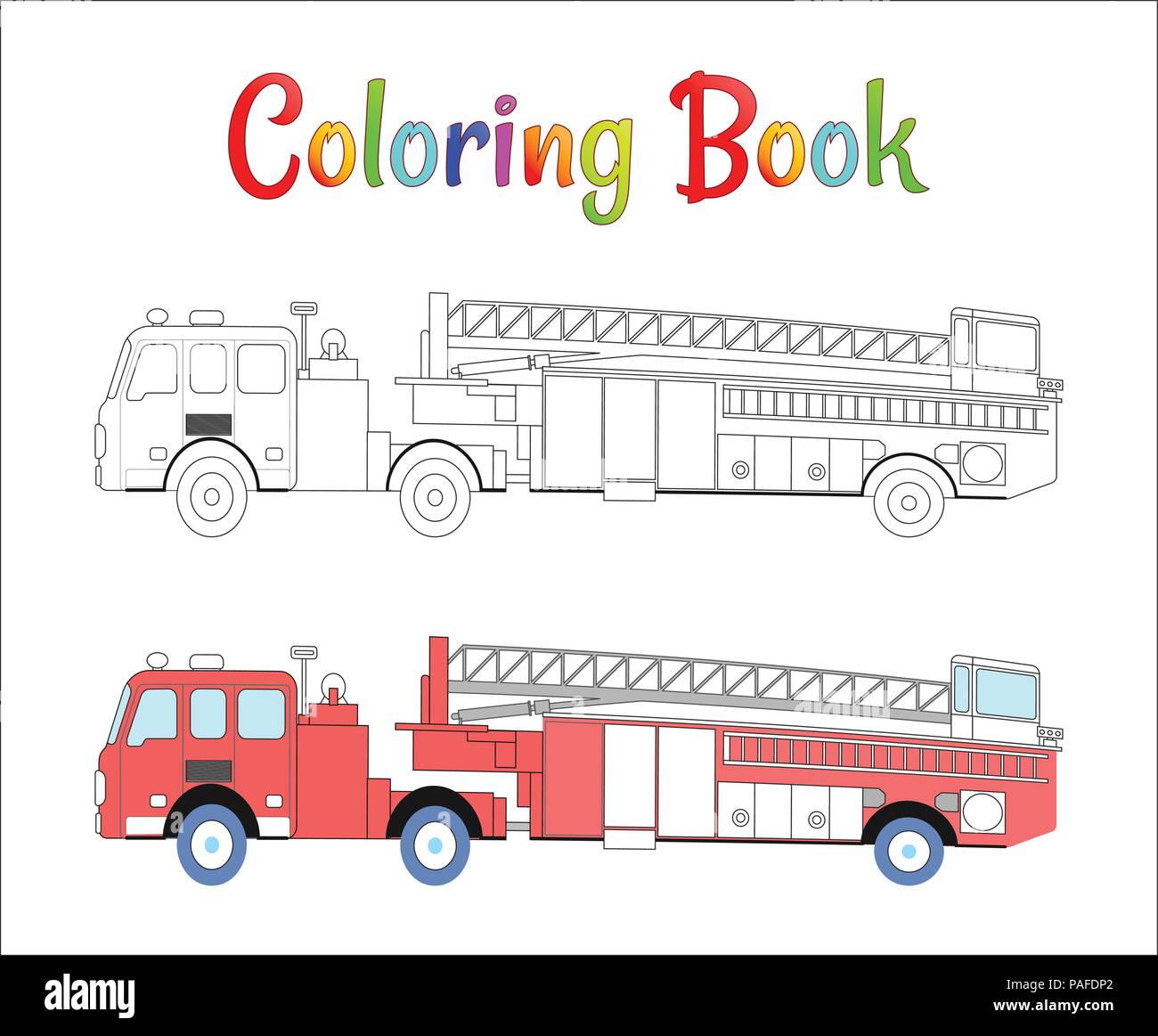 Fire truck coloring book vector coloring pages for kids vector illustration eps stock vector image art